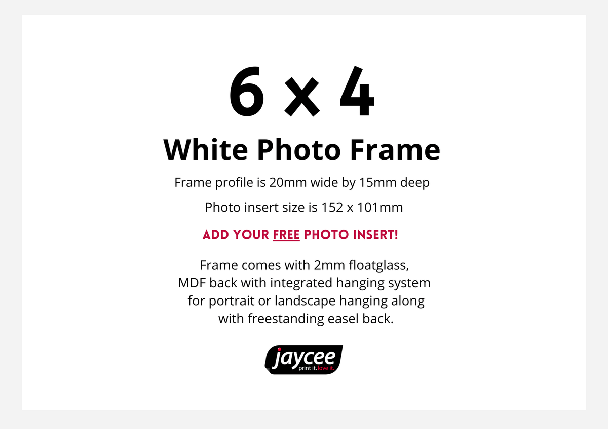 6x4 White Photo Frame - Jaycee