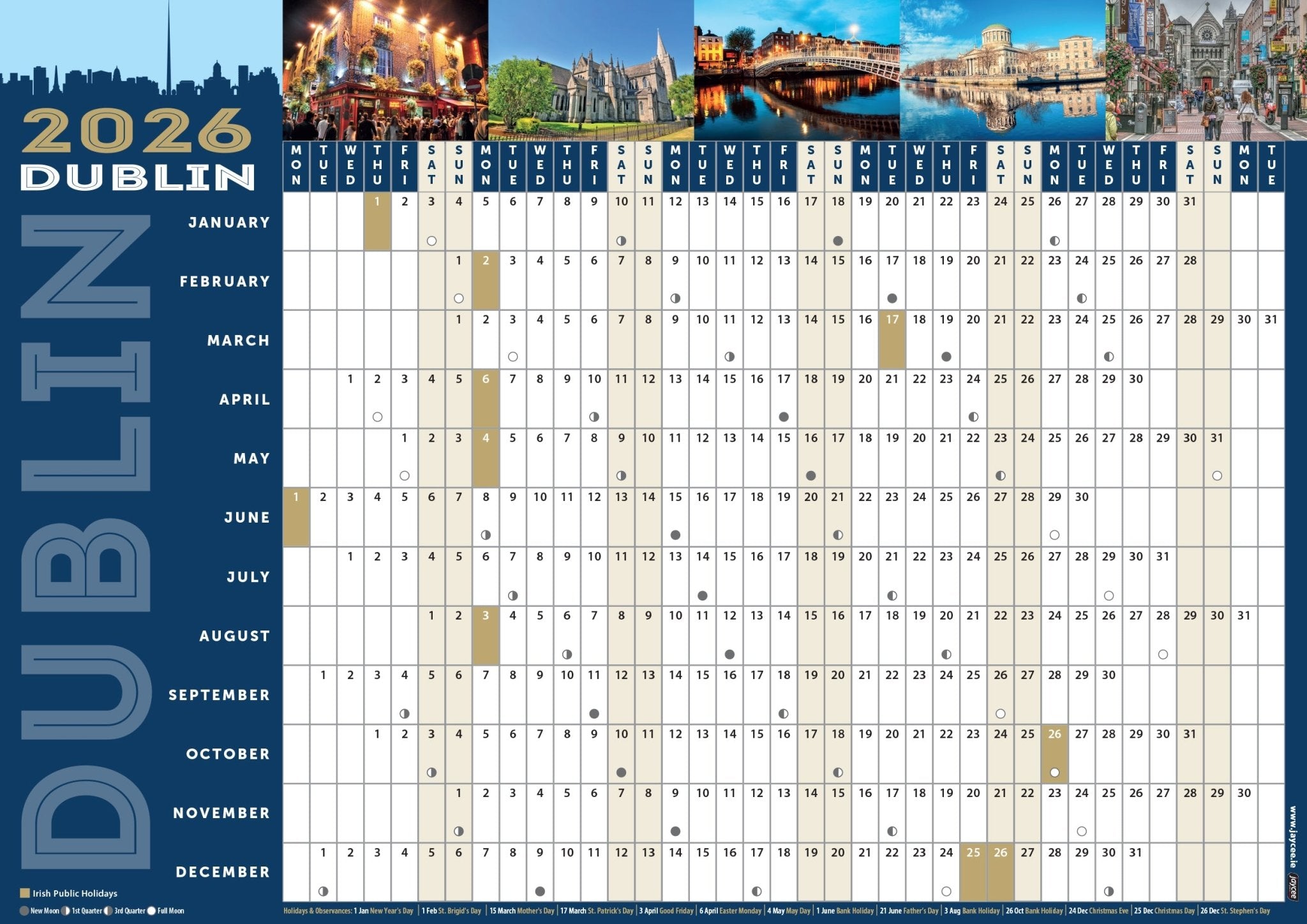Dublin 2026 Wall Planner - Jaycee