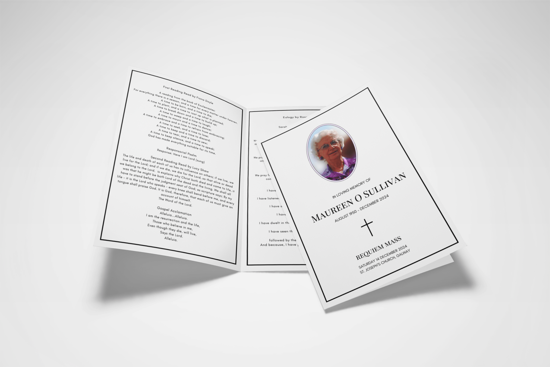 Funeral A5 Booklet Black Minimalist - Jaycee