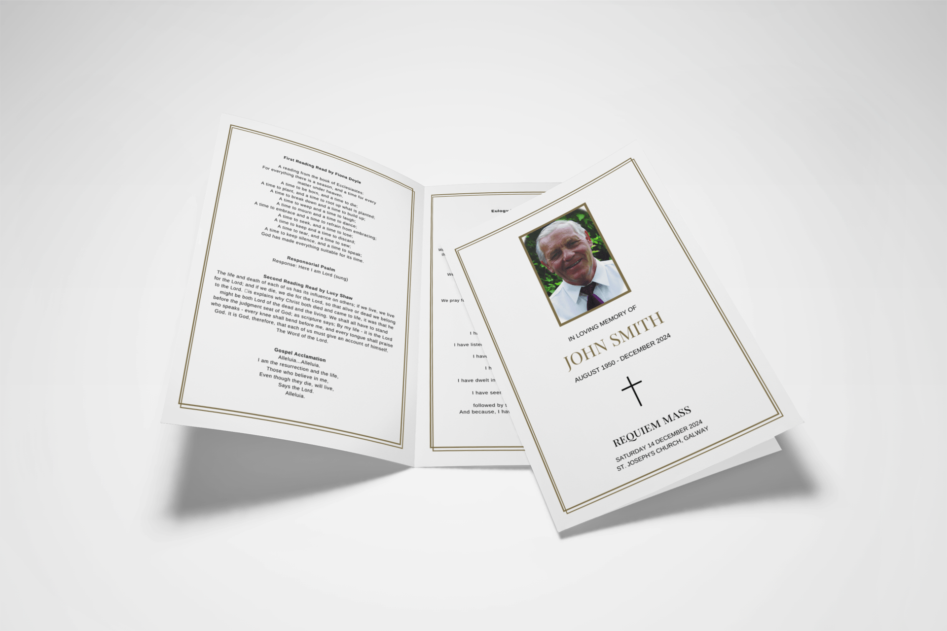 Funeral A5 Booklet Gold Minimalist - Jaycee