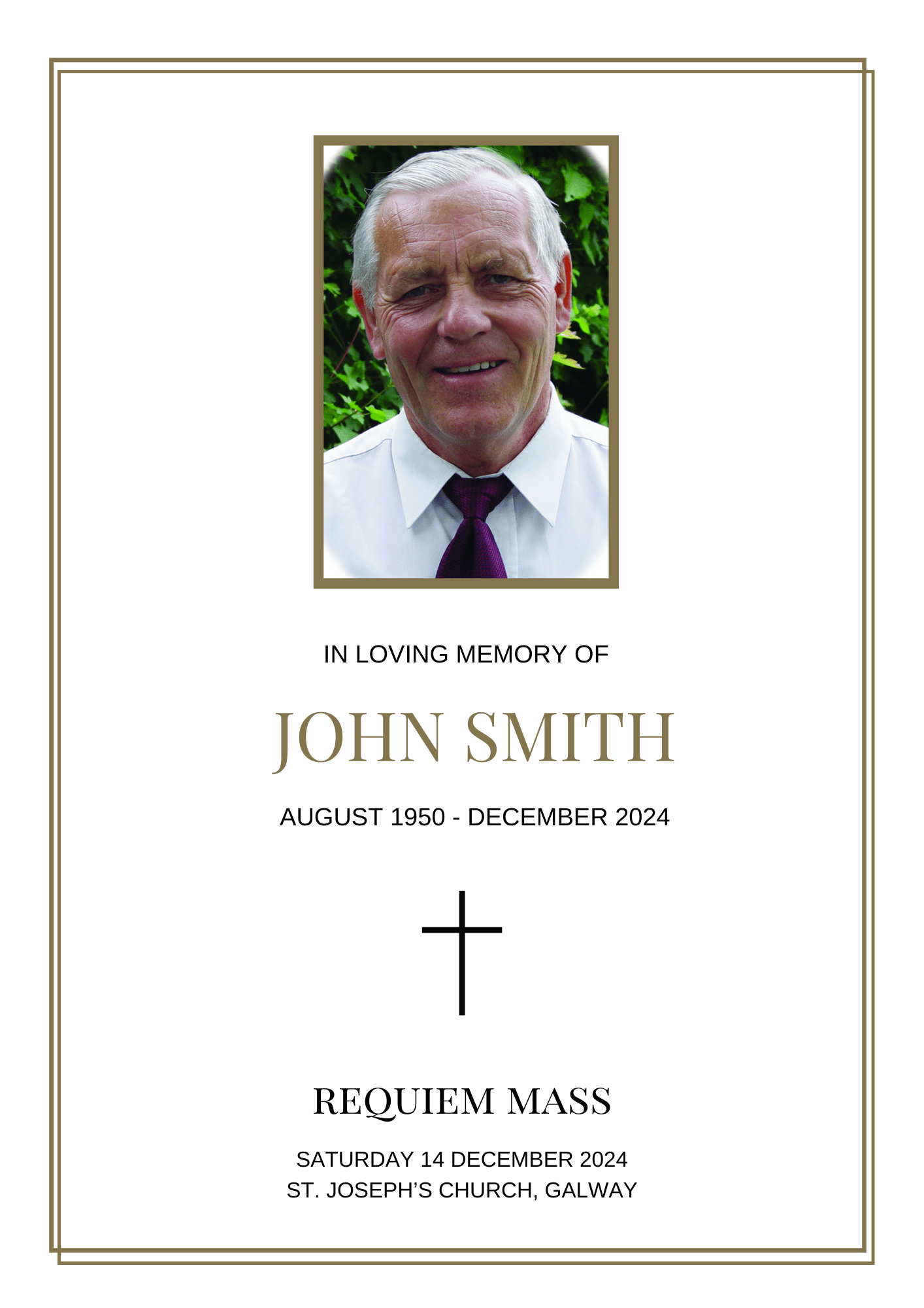 Funeral A5 Booklet Gold Minimalist - Jaycee