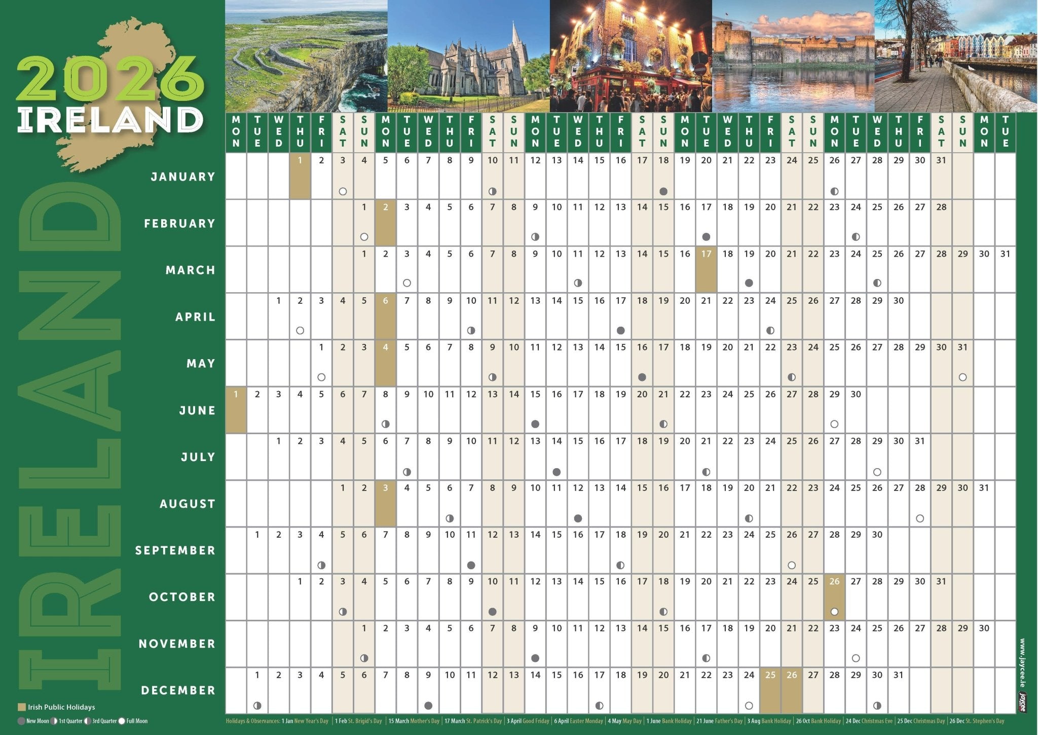 Ireland 2026 Wall Planner - Jaycee