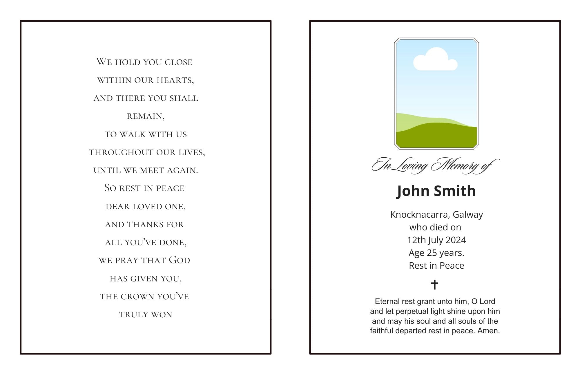 Memorial Card 1153 Personalised - Jaycee