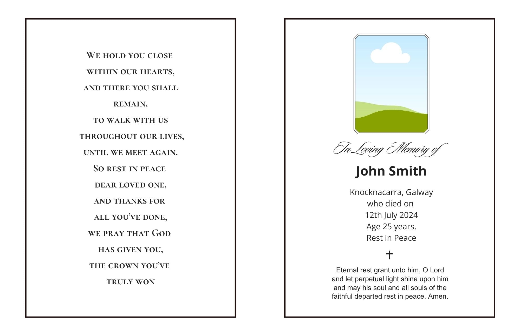 Memorial Card 1154 Personalised - Jaycee