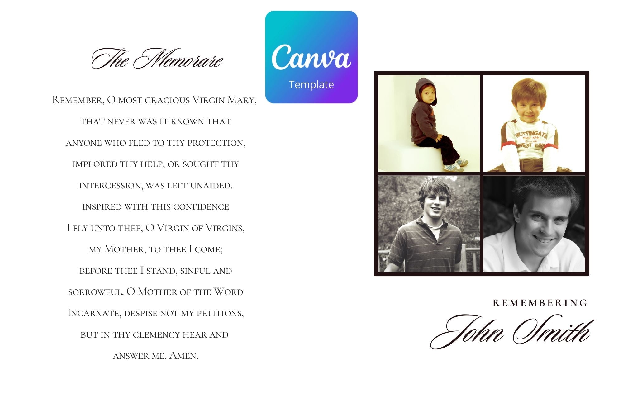 Memorial Card 1154 Personalised - Jaycee