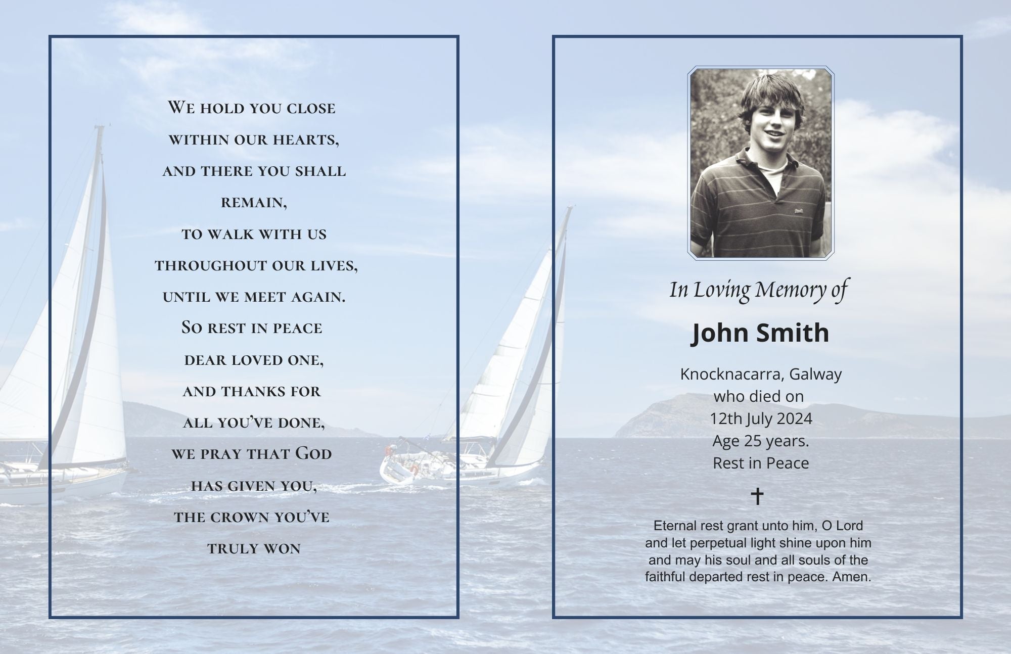 Memorial Card 1155 Personalised - Jaycee