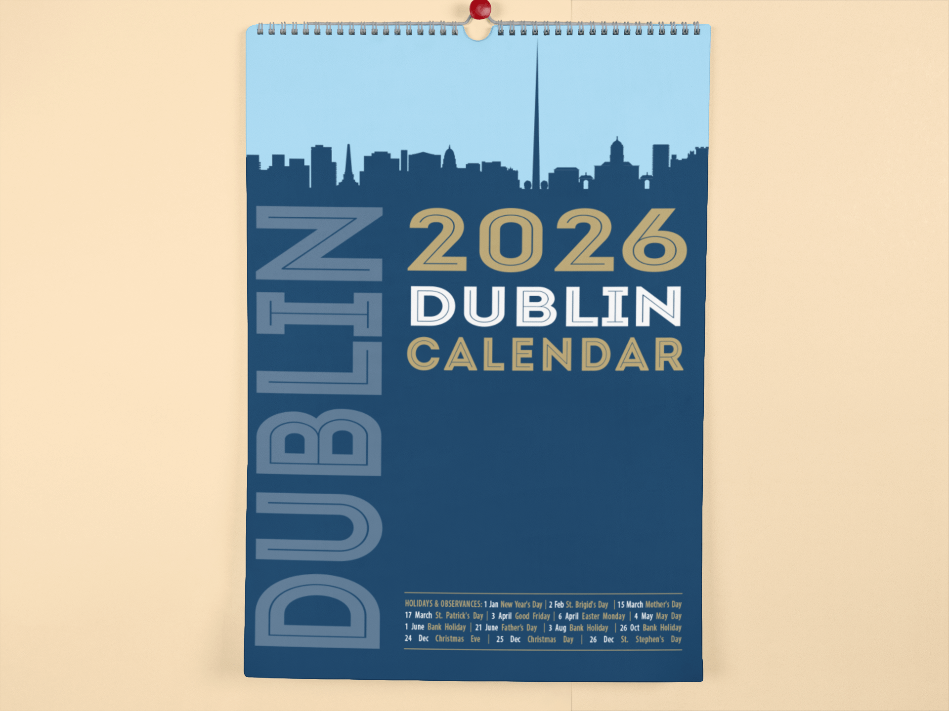Dublin 2026 A4 Wall Calendar - Jaycee