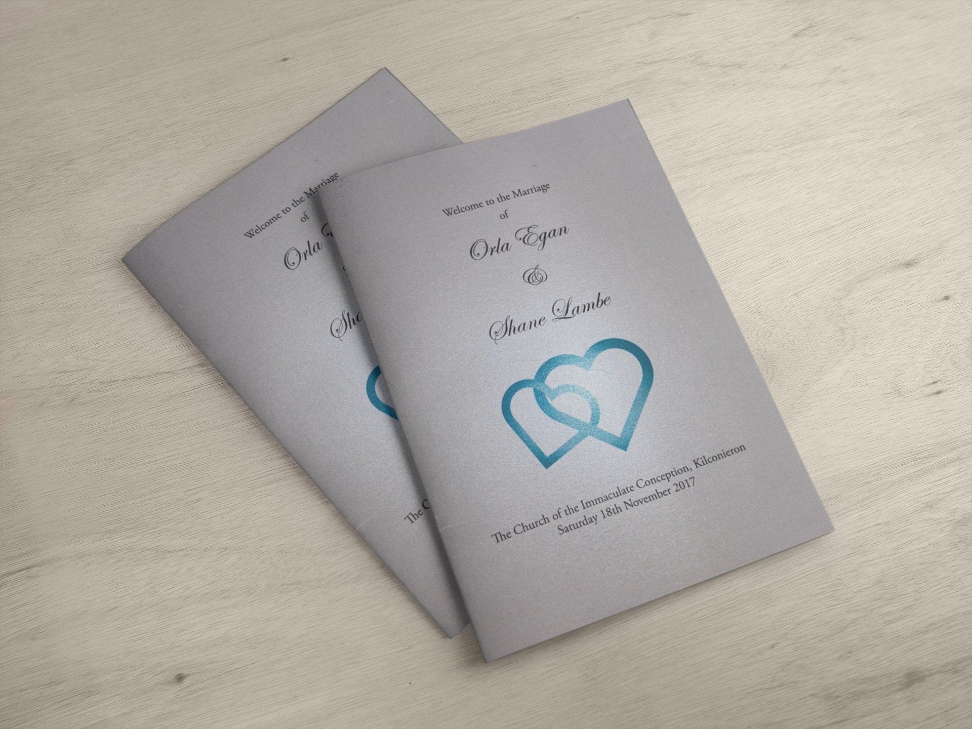 Ceremony Booklet with colour ink card cover - Jaycee