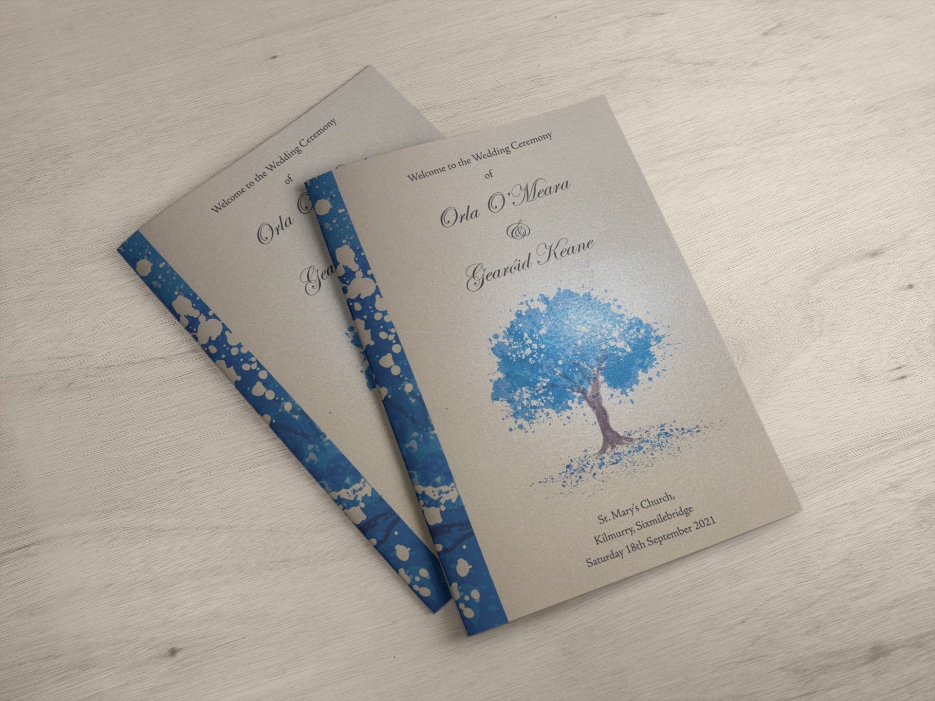 Ceremony Booklet with colour ink card cover - Jaycee